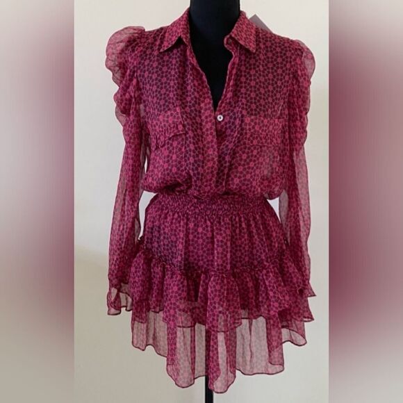 NWT MISA Los Angeles Anika Floral Chiffon Ruffle Mini Dress size XS - Picture 8 of 8
